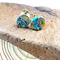 A pair of handmade bohemian style stud earrings made from irregular-shaped natural stone in colour ER1031.