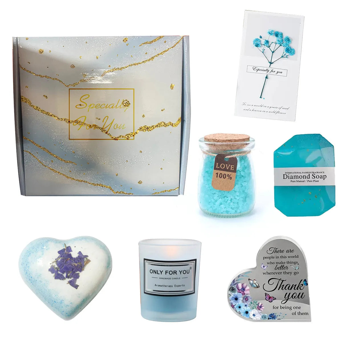 Soy wax aromatherapy candle bath set gift box showing multiple colour options