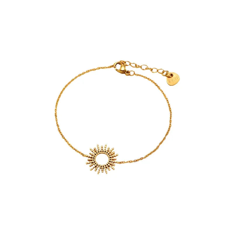 SUNFLOWER series 14K gold-plated geometric link necklace and bracelet set for women