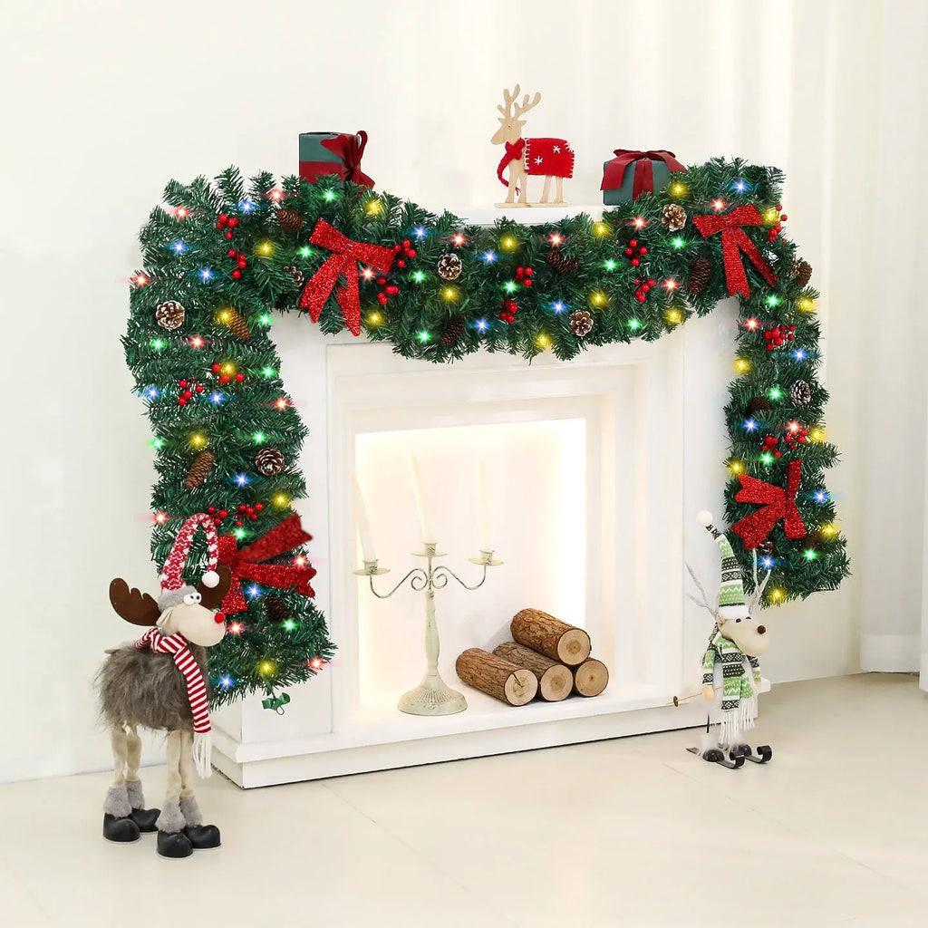 Christmas rattan decorative cane with pine cone bow decoration in European style