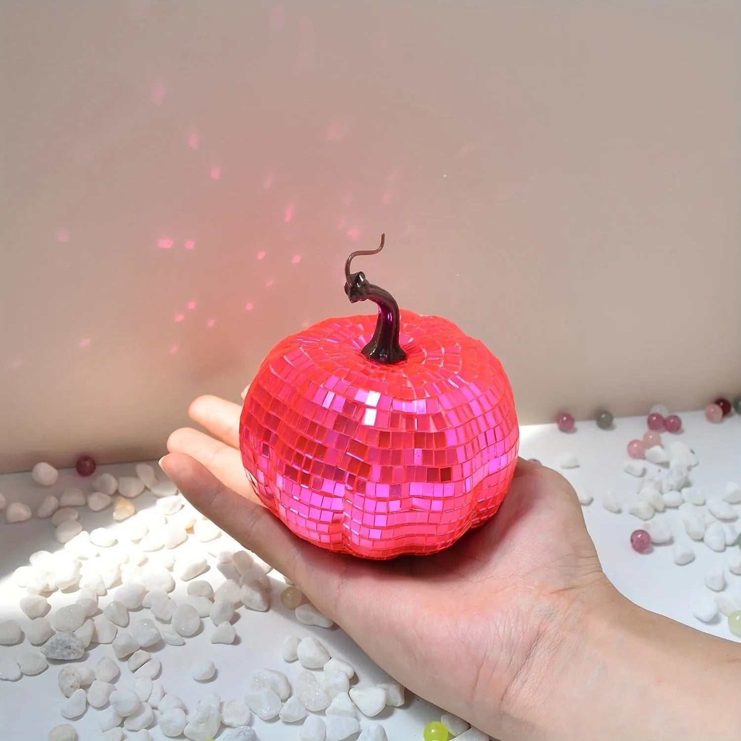 Chinese embroidered glass pumpkin decoration in five sizes from 6cm to 20cm