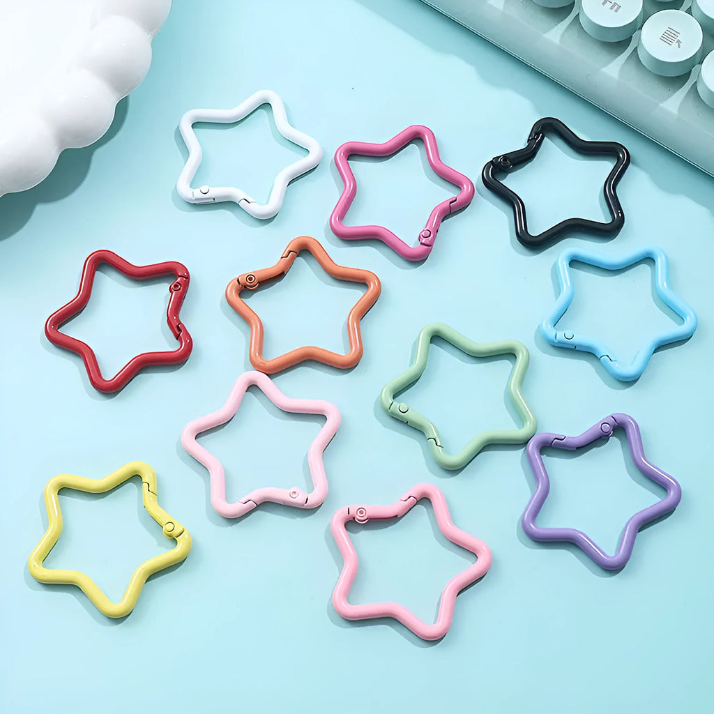 Zinc alloy five-pointed star keychain in macaron colours for backpack hanging decoration