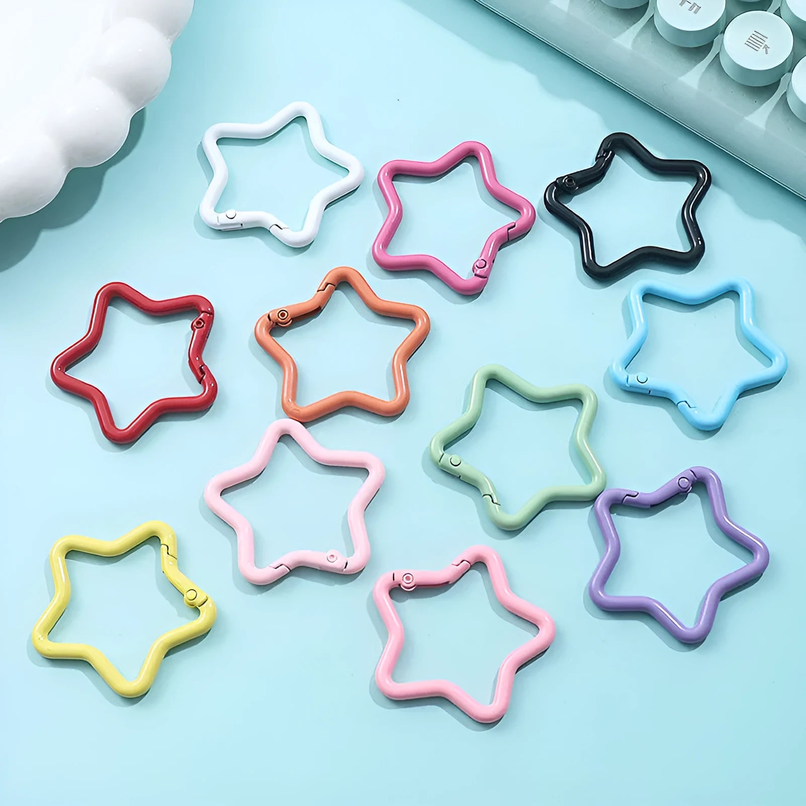 Zinc alloy five-pointed star keychain in macaron colours for backpack hanging decoration
