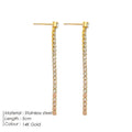 Women's geometric zircon earrings in stainless steel with Chinese style line design