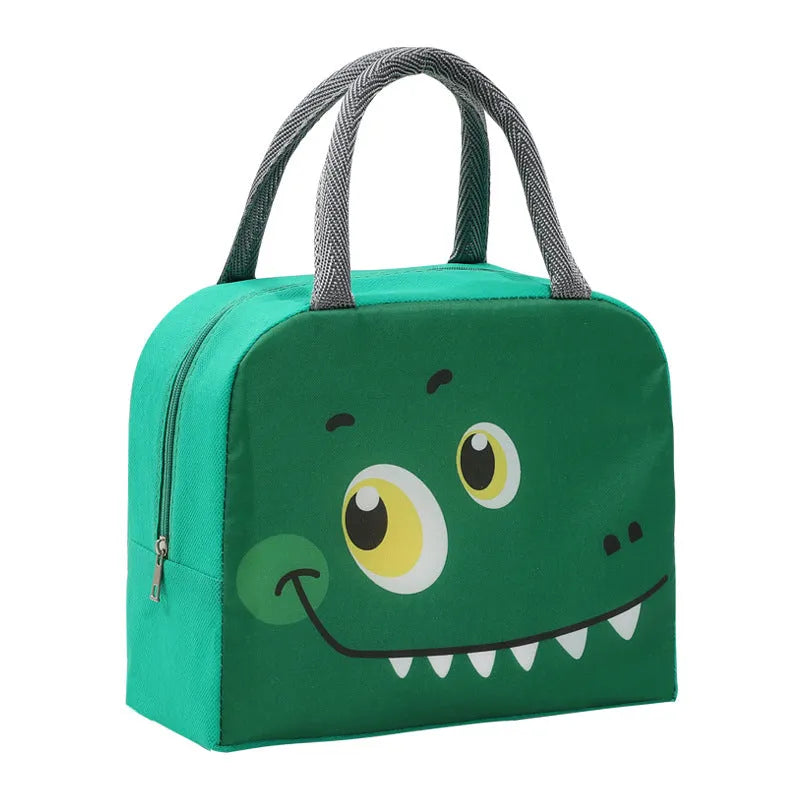 Cartoon insulated lunch box bag for children in multiple colour options with aluminium foil lining.