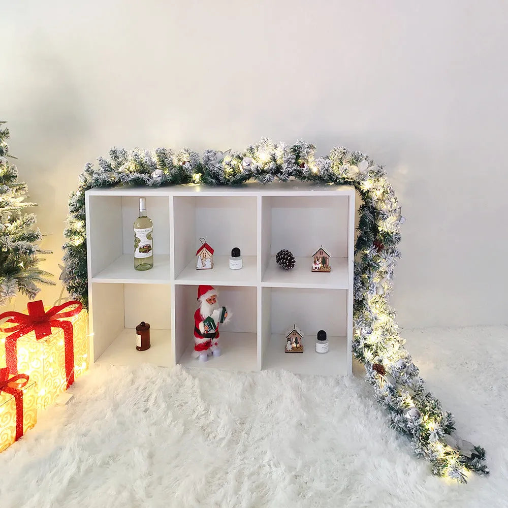 Christmas rattan garland with flocking decoration in multiple colour options
