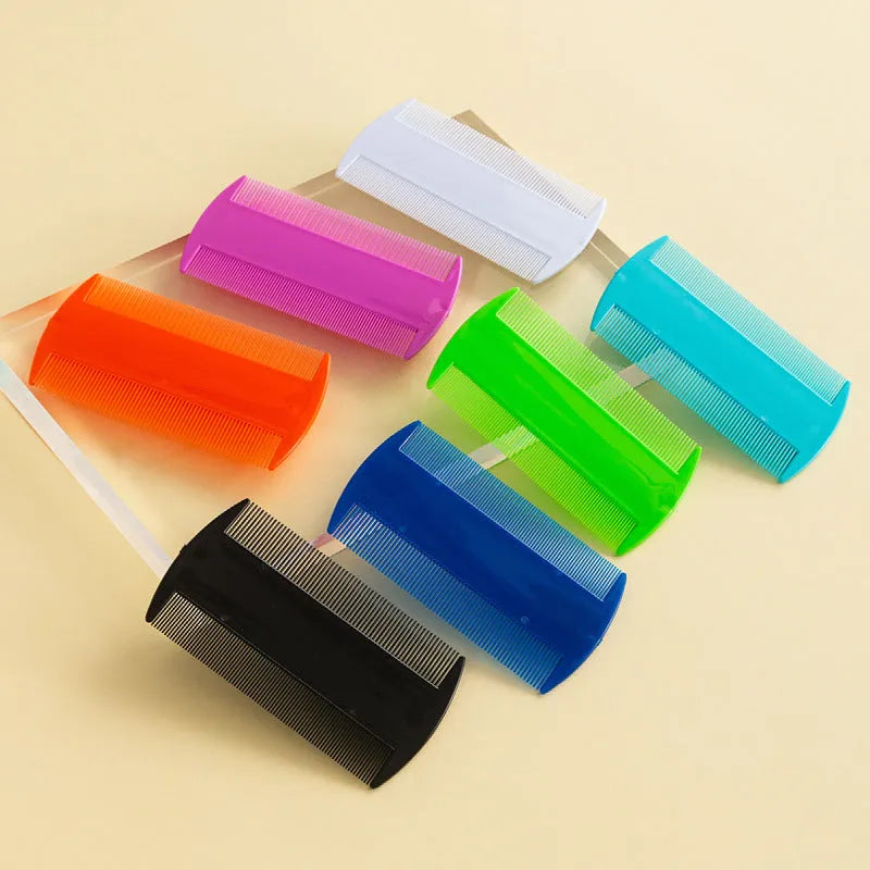 Double-edged plastic lice comb for pets and people in multiple colours