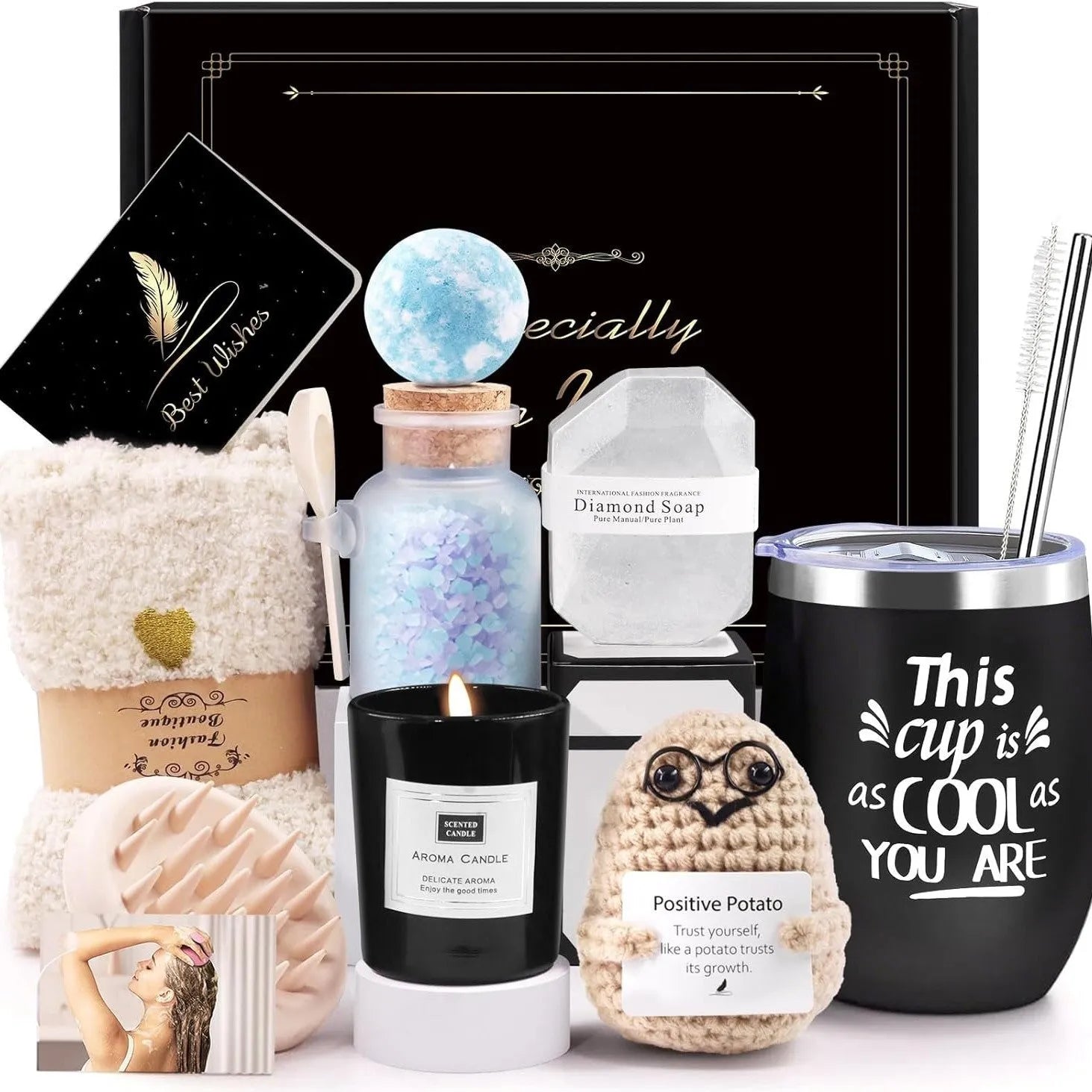 Soy wax aromatherapy candle bath set gift box showing multiple colour options