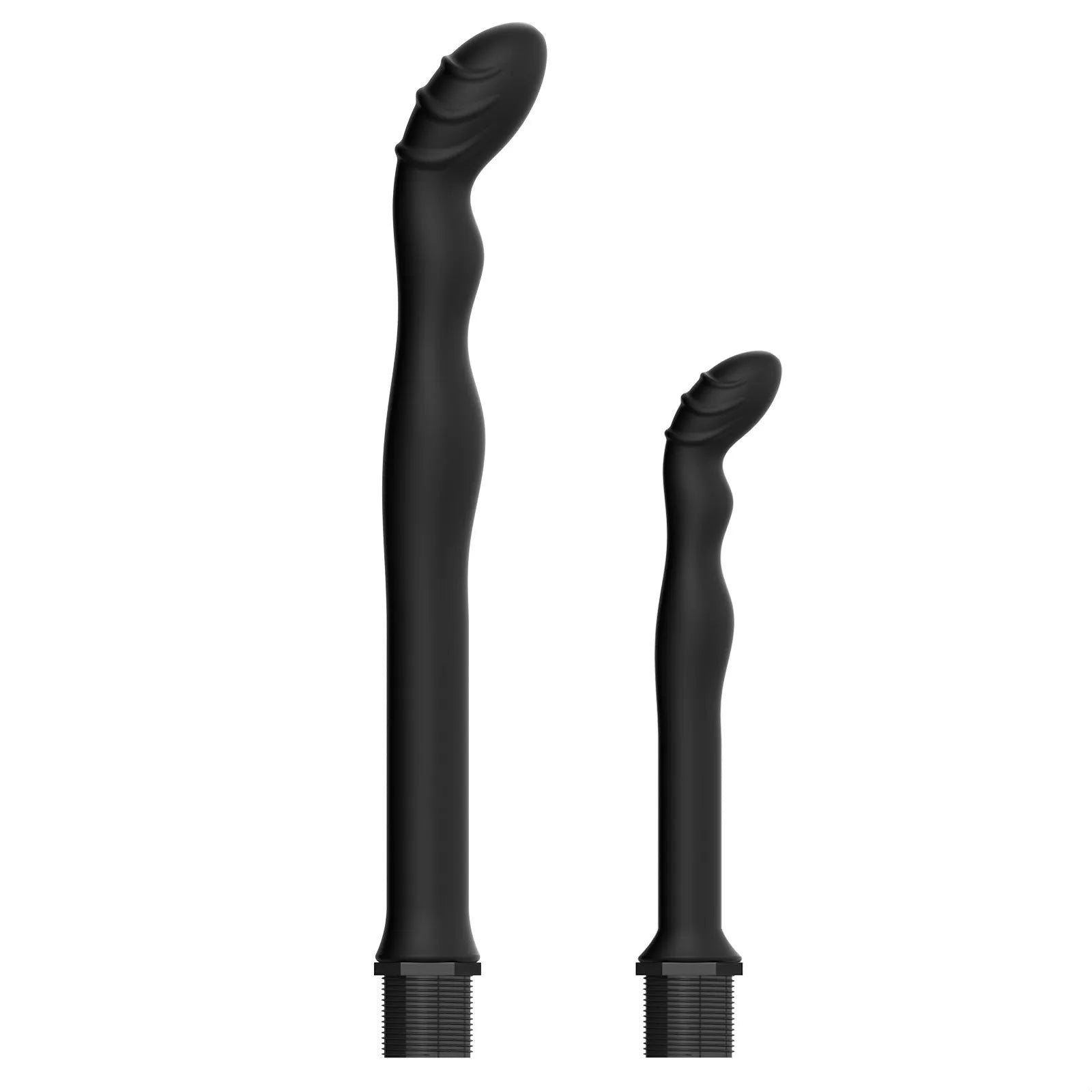 Black silicone hosepipe flusher cleaning tool shown in large and small size options