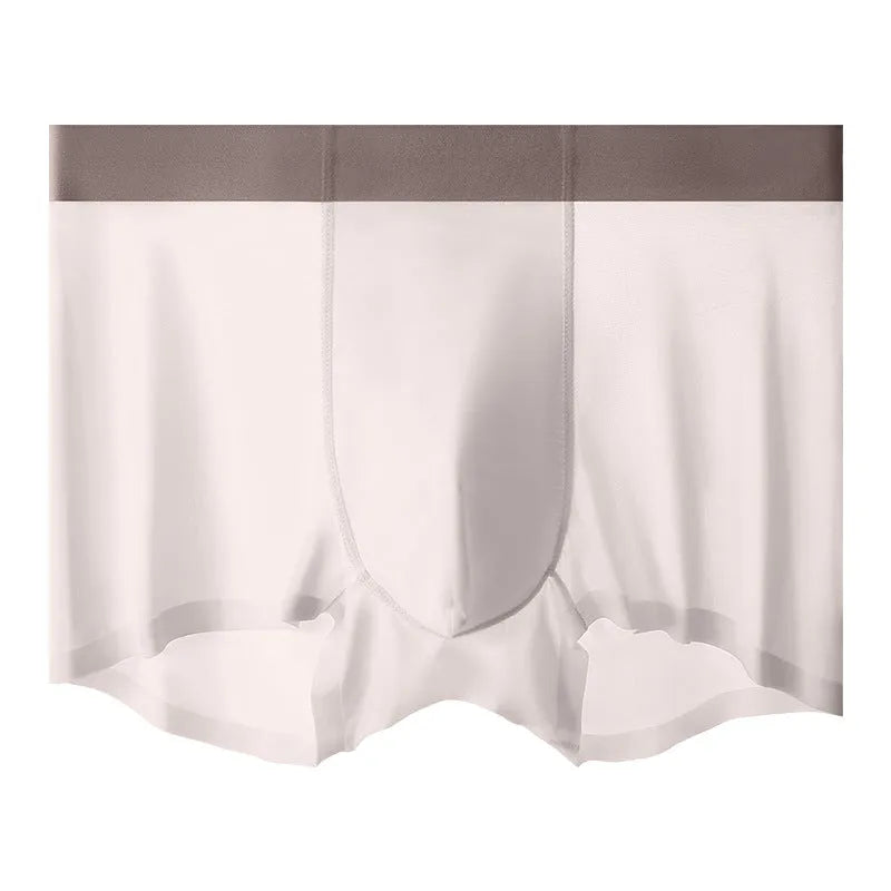 Ice Silk men's graphene antibacterial seamless shorts in bean green colour