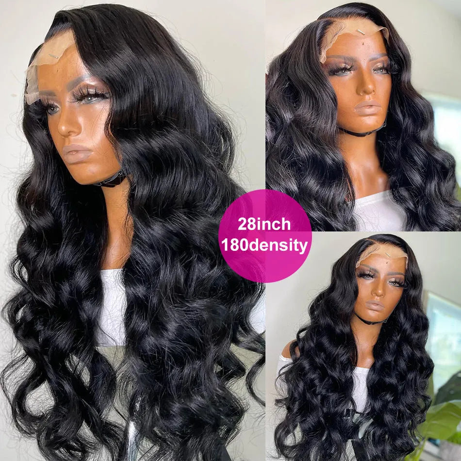 Black synthetic front lace wig with long curly hair and side bangs style