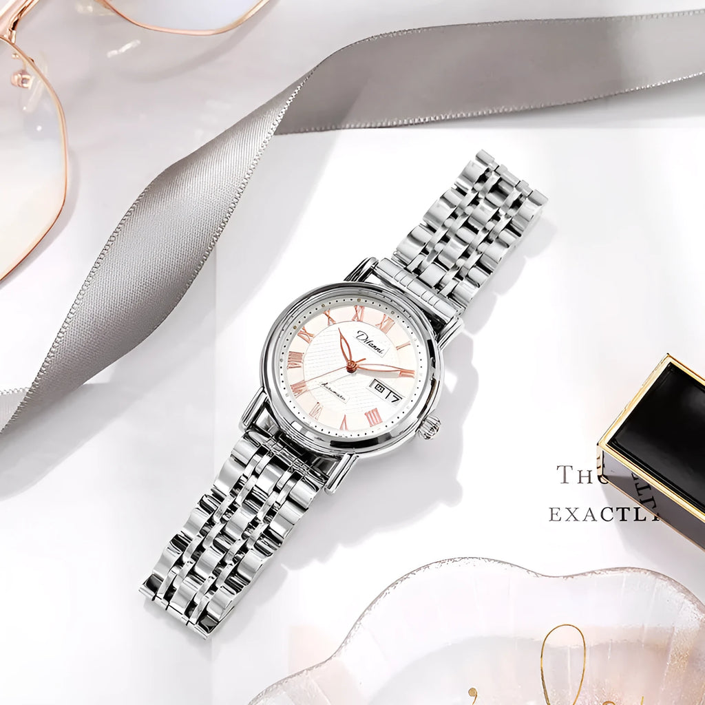 Women's automatic mechanical fashion watch with multiple colour and strap options