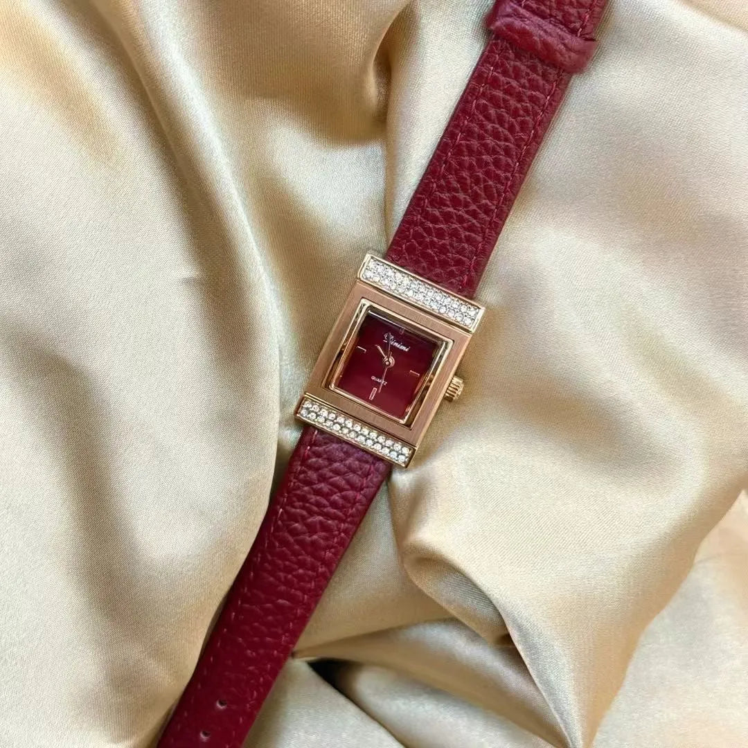 Alloy Ankela women's watch with octagonal diamond and rose gold Chinese style design details