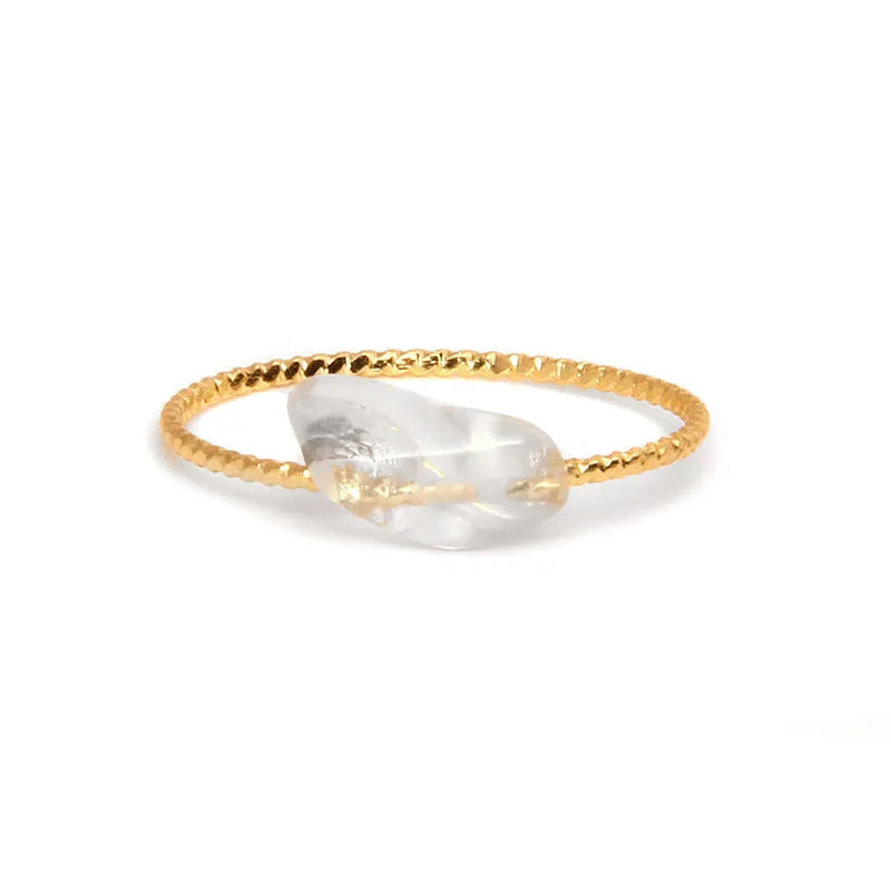 Women's coloured agate ring with geometric design showing natural stone variations