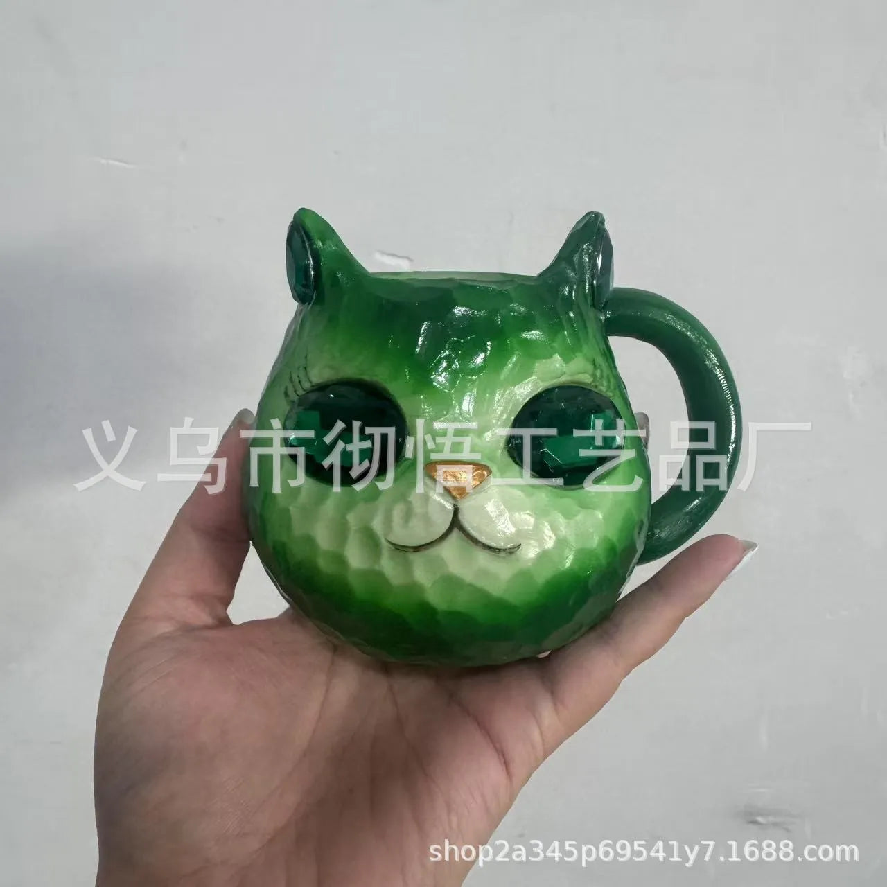 Crystal Earth Cat Cup resin craft ornament in purple green blue pink plastic for gift giving