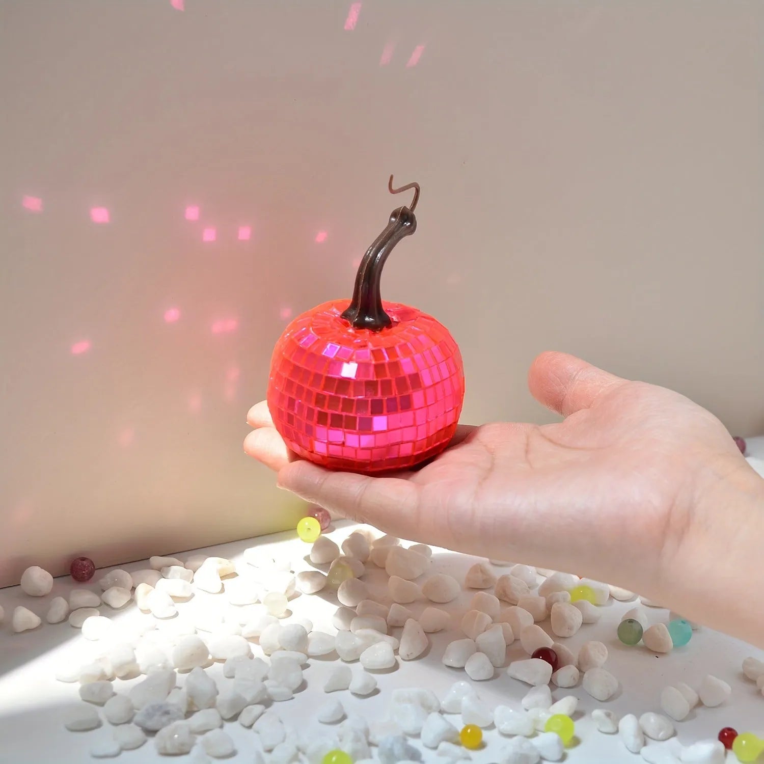 Chinese embroidered glass pumpkin decoration in five sizes from 6cm to 20cm