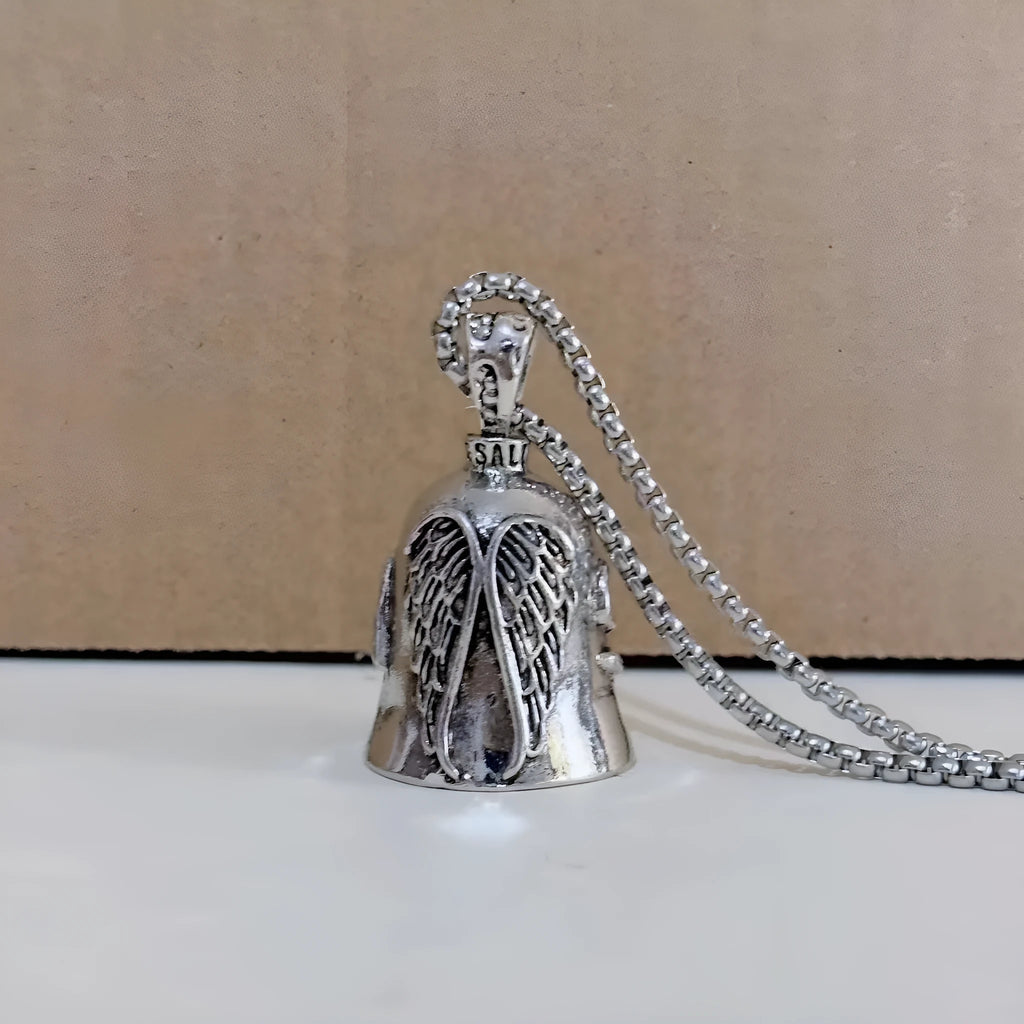 Vintage angel feather keychain and necklace set in white alloy with wings design