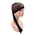 Breathable mesh wig cap in multiple colours with elastic oversleeve for long-hair wig foundation