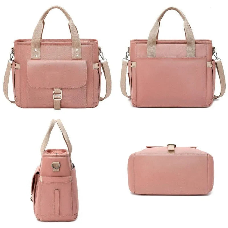 Cube-style hiking picnic bag with removable shoulder strap and side pocket in Oxford cloth