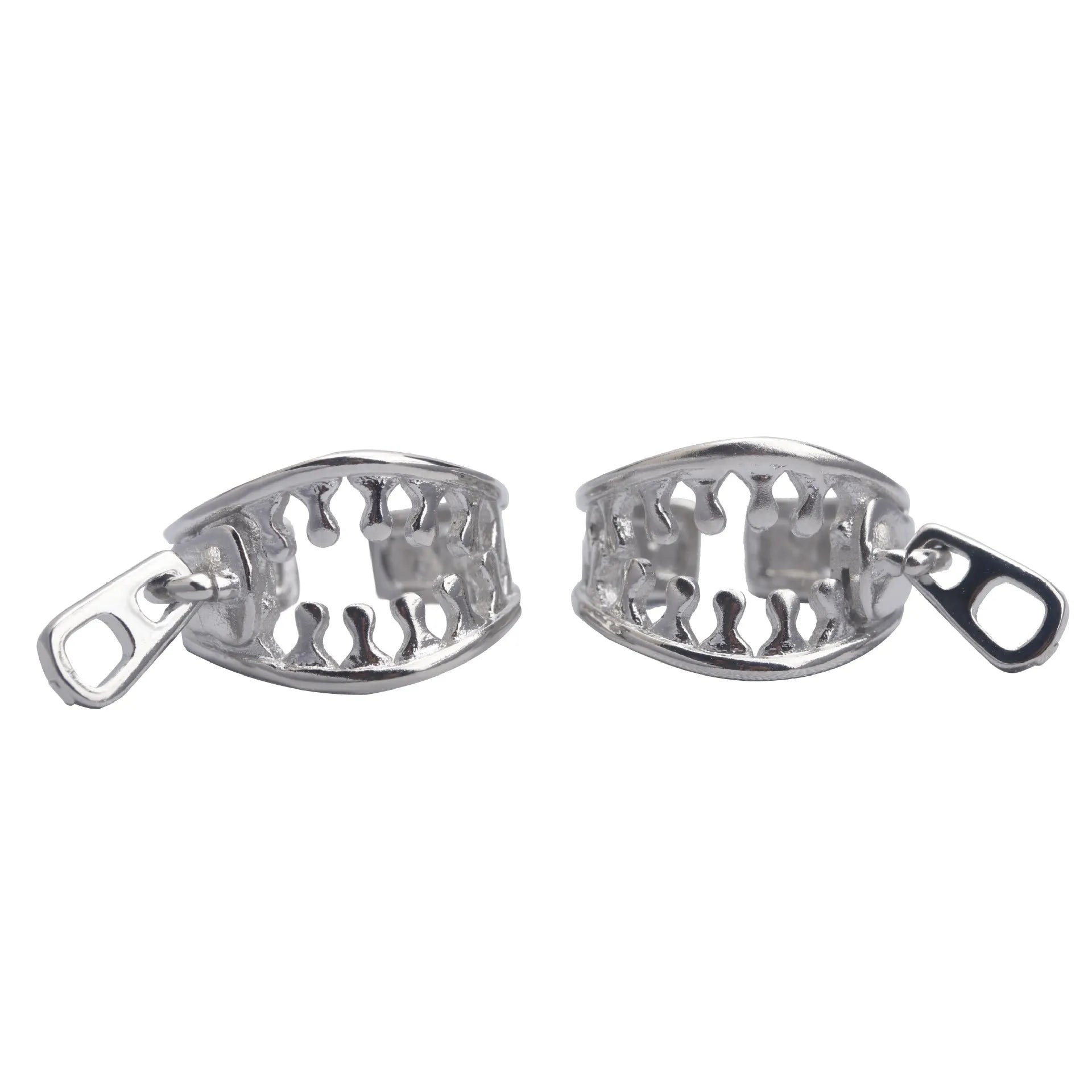 Copper geometric ear clips with zipper closure on bone clip, colour ES862.