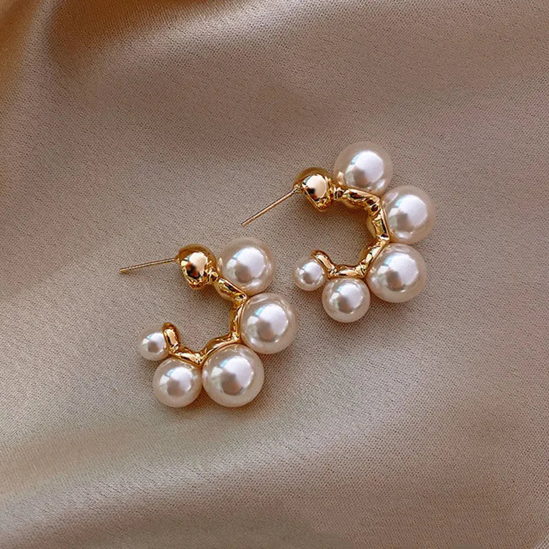 Red bell-shaped alloy earrings for women with post back fastenings