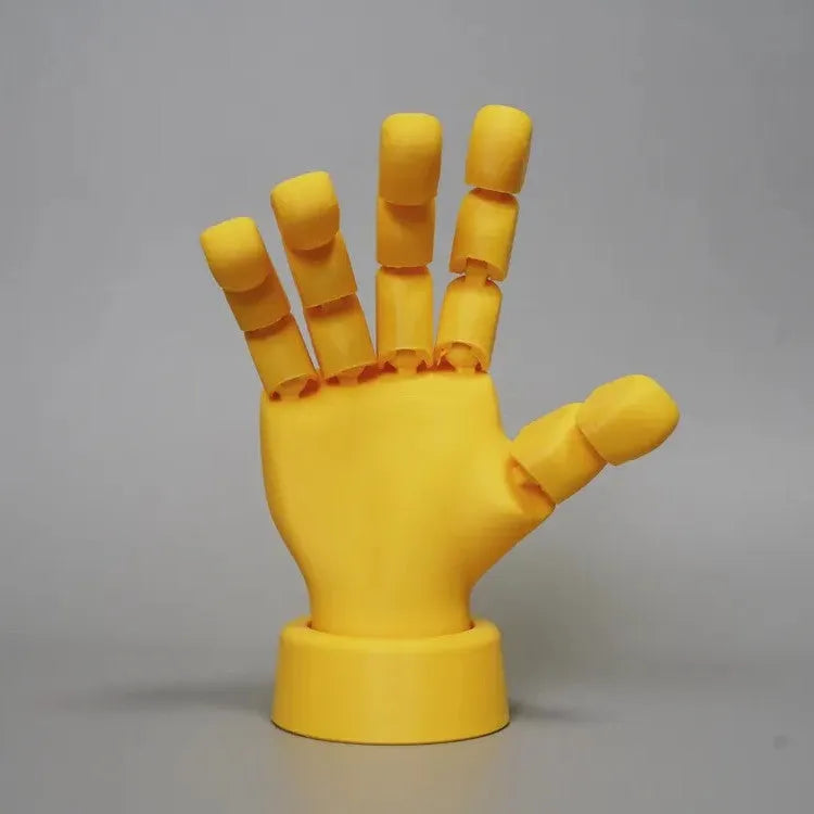 Yellow PLA plastic hand props with movable joints for cosplay and display decoration