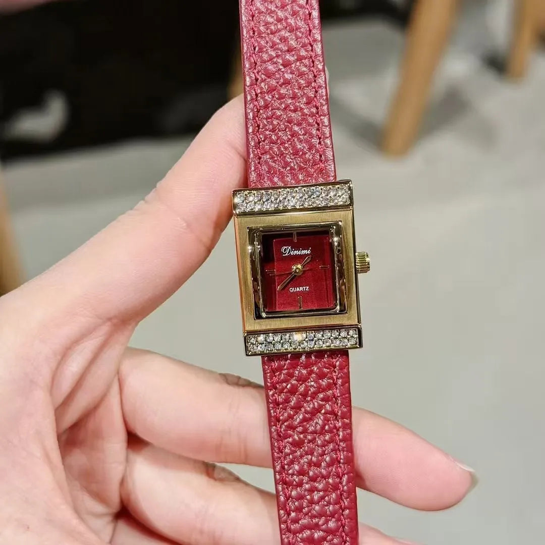 Alloy Ankela women's watch with octagonal diamond and rose gold Chinese style design details