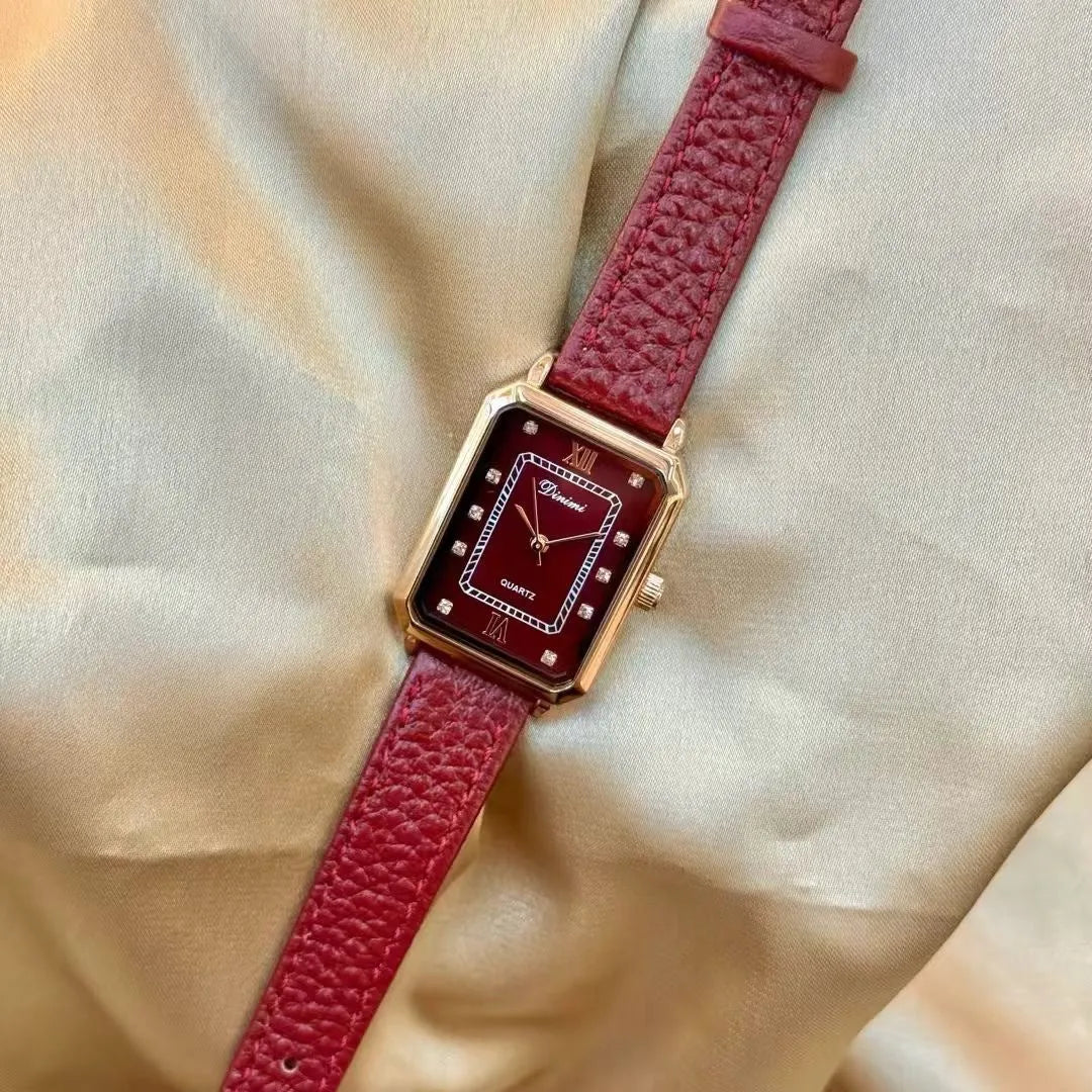 Alloy Ankela women's watch with octagonal diamond and rose gold Chinese style design details