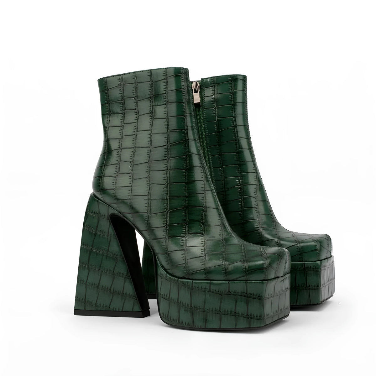 Women's ankle boot in artificial PU leather with a high heel, shown in a solid colour.