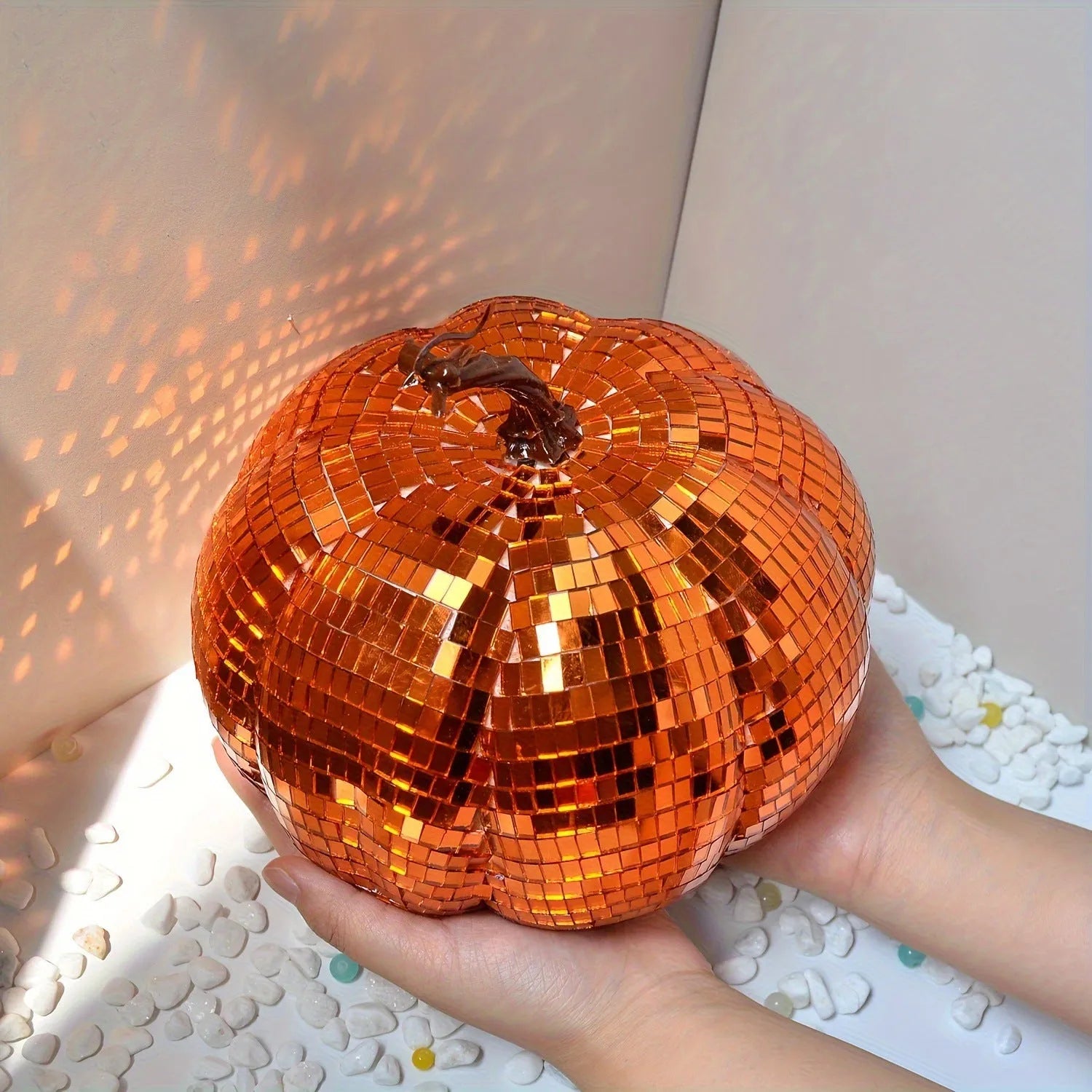 Chinese embroidered glass pumpkin decoration in five sizes from 6cm to 20cm