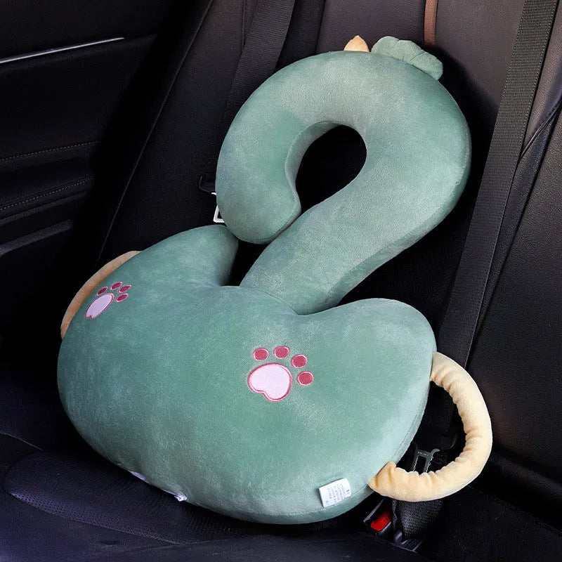 65cm square cartoon animal cushion pillow showing six design options including capybara, cat, dinosaur and rabbit