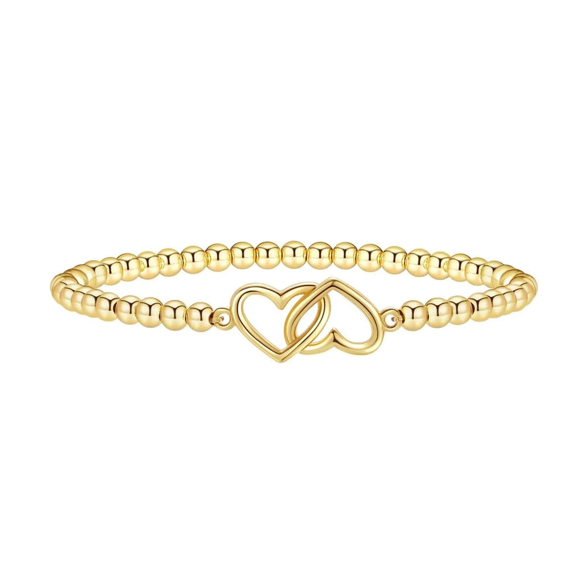 Adjustable stainless steel beaded bracelet in geometric design with round elements