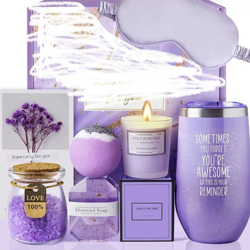 Soy wax aromatherapy candle bath set gift box showing multiple colour options