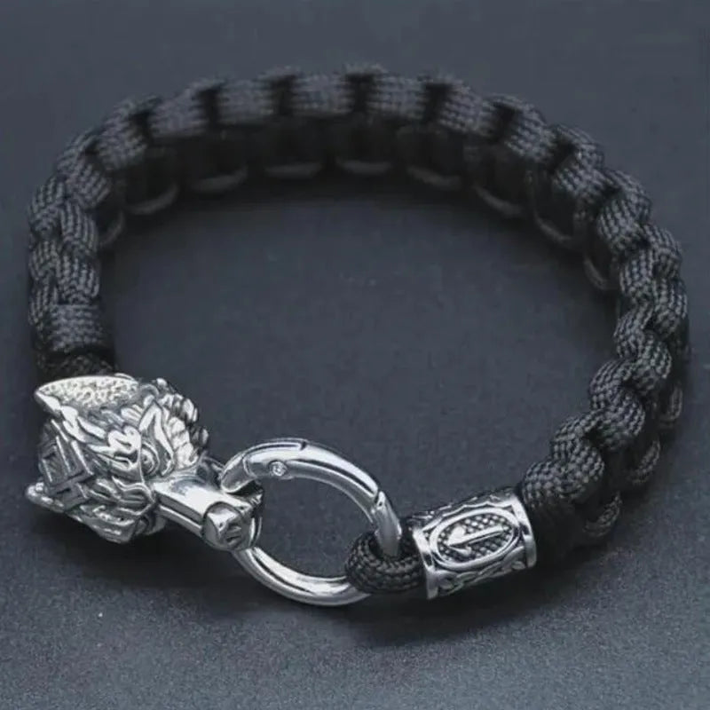 Stainless steel wolf head zodiac bracelet with retro styling and camouflage colour option