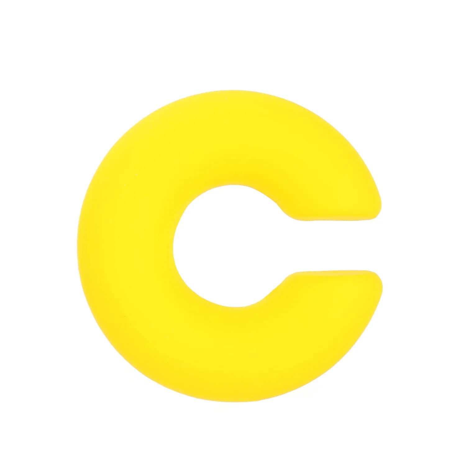 C-shaped clip-on earrings with round geometric shape and matte coarse finish in assorted candy colours.
