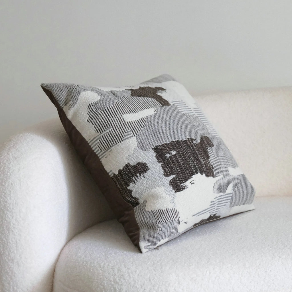 Coffee brown Chinese classical style decorative pillow cushion with stripe pattern in 45x45cm size