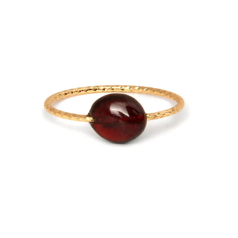 Women's coloured agate ring with geometric design showing natural stone variations