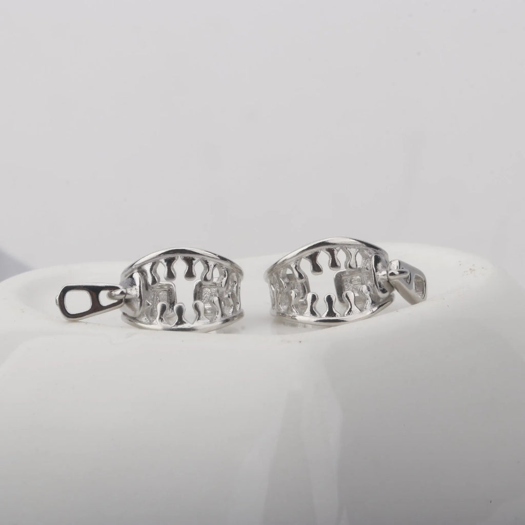 Copper geometric ear clips with zipper closure on bone clip, colour ES862.