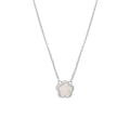 White mother shell flower necklace on copper O-chain available in gold and silver finishes for women