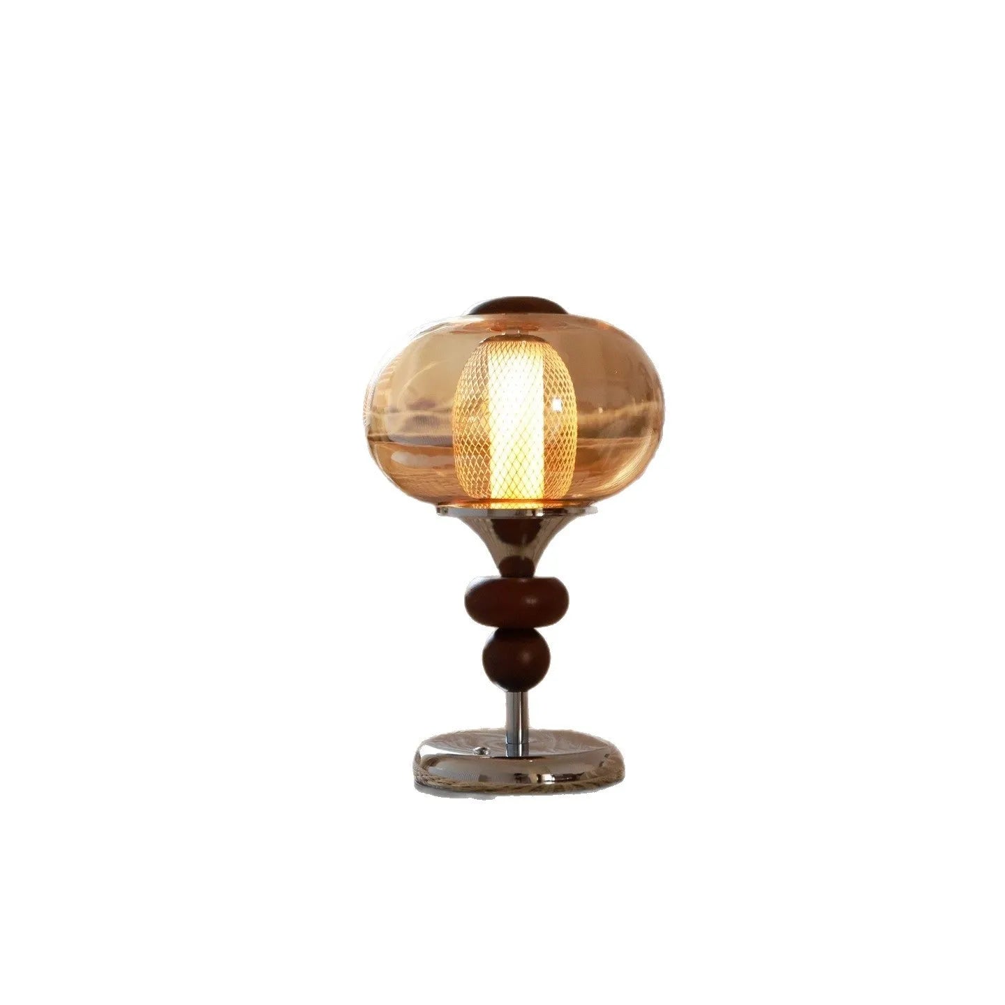 Wooden rechargeable table lamp with touch switch and three-colour dimmable light