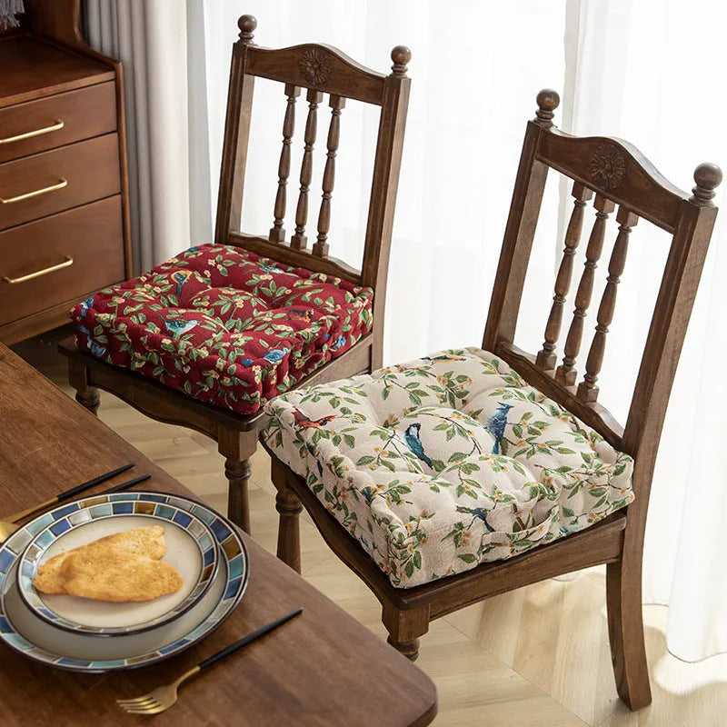 American dining chair cushion with plant pattern in apricot colour, 40×40×8cm with waist support