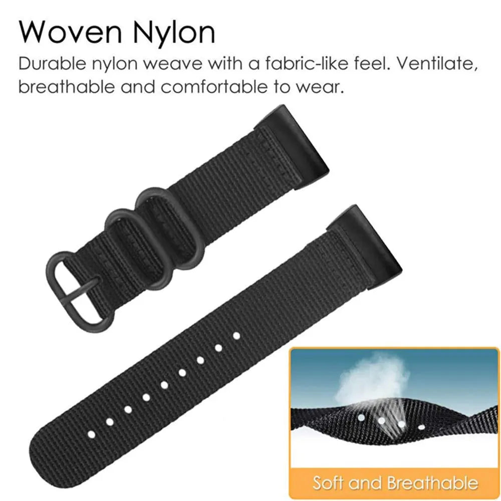 Fitbit Charge replacement nylon strap with three-ring buckle in multiple colour options