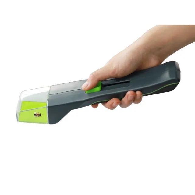 Green plastic handheld insect catcher for garden pest control