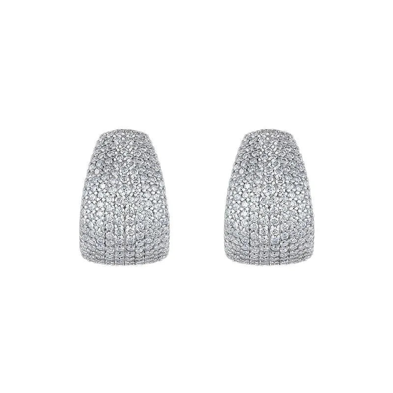 Sterling silver geometric stud earrings with moissanite stones for everyday wear