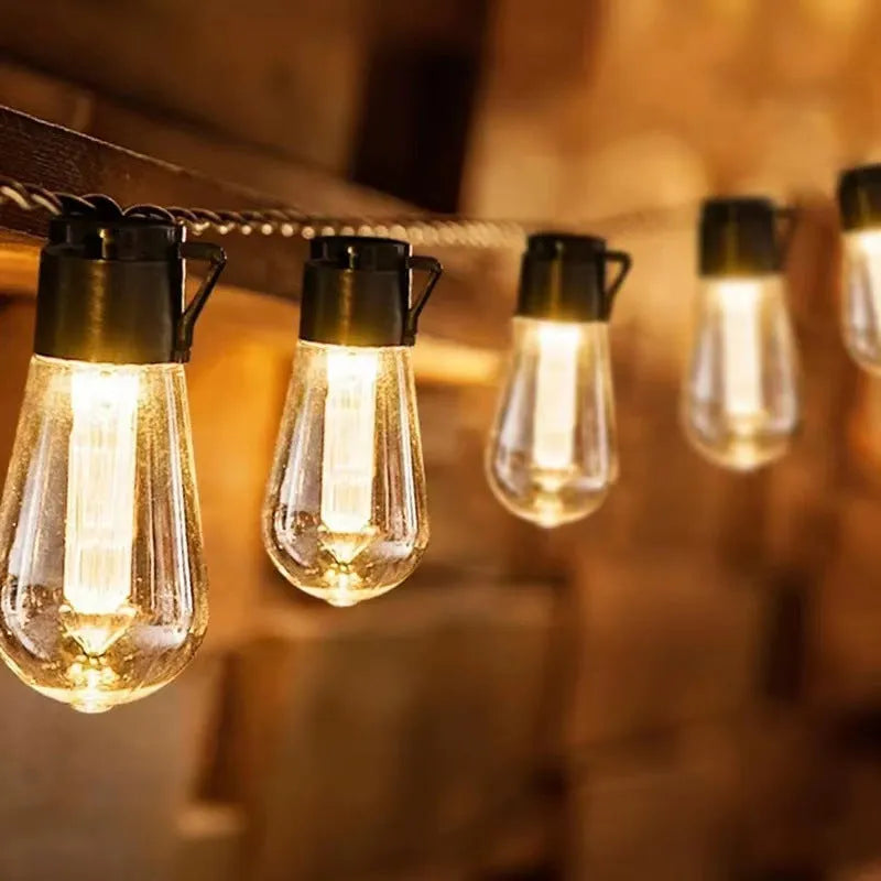 Outdoor retro bottle bulb string lights in garden decoration with waterproof IP55 rating