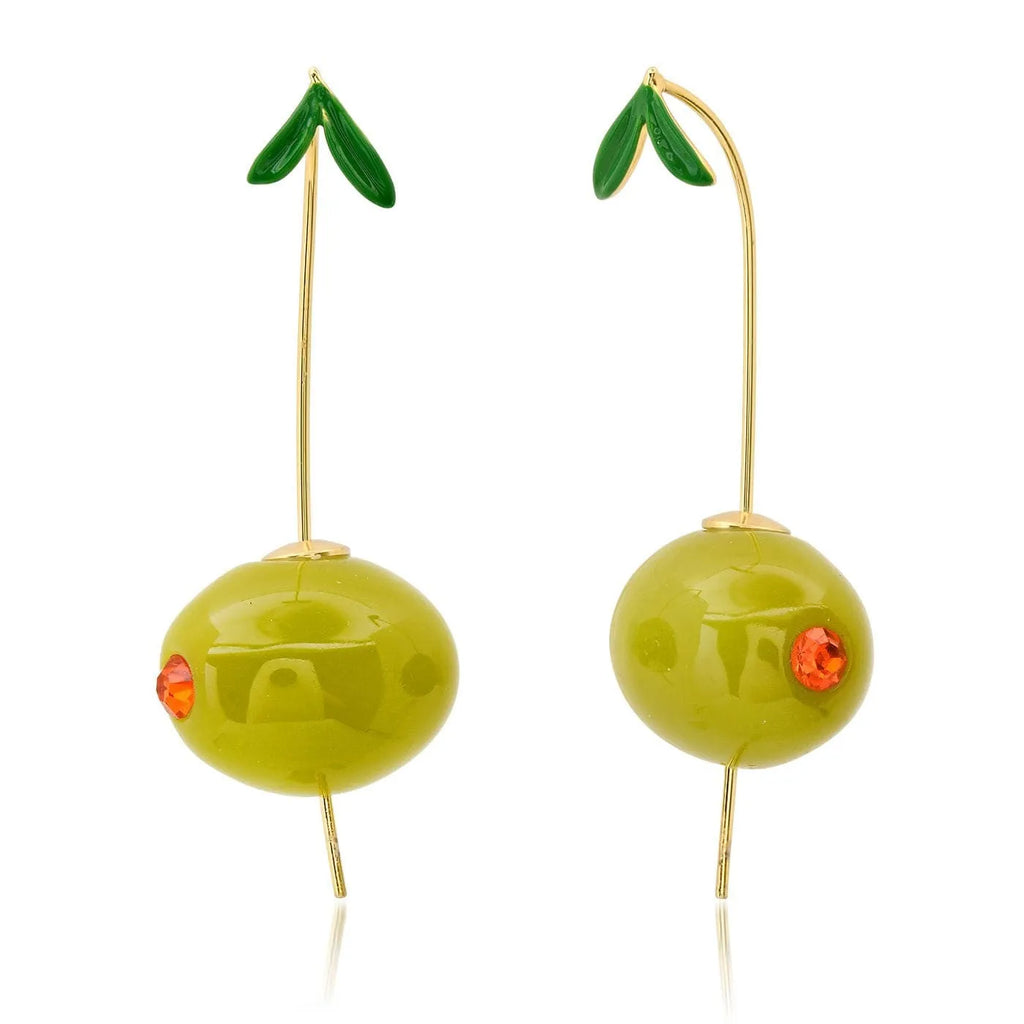 Gold plated fruit and vegetable design earrings in colourful electroplated finishes