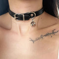 Black adjustable LD leather dog collar with a choice of cute bone or cat's paw charm.