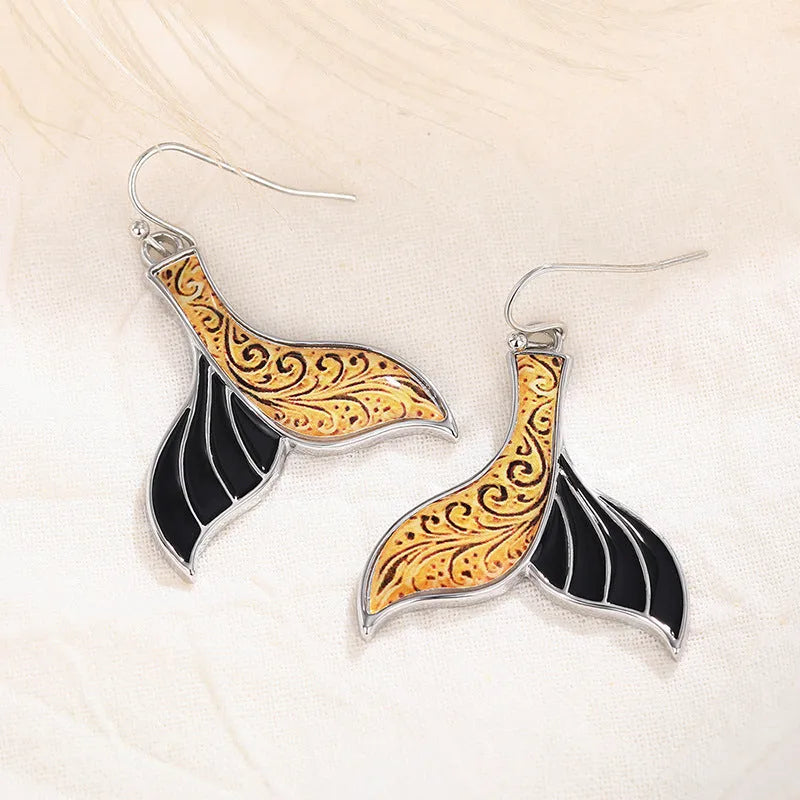 Women's fishtail-shaped earrings with whale design in white gold E4143 colour