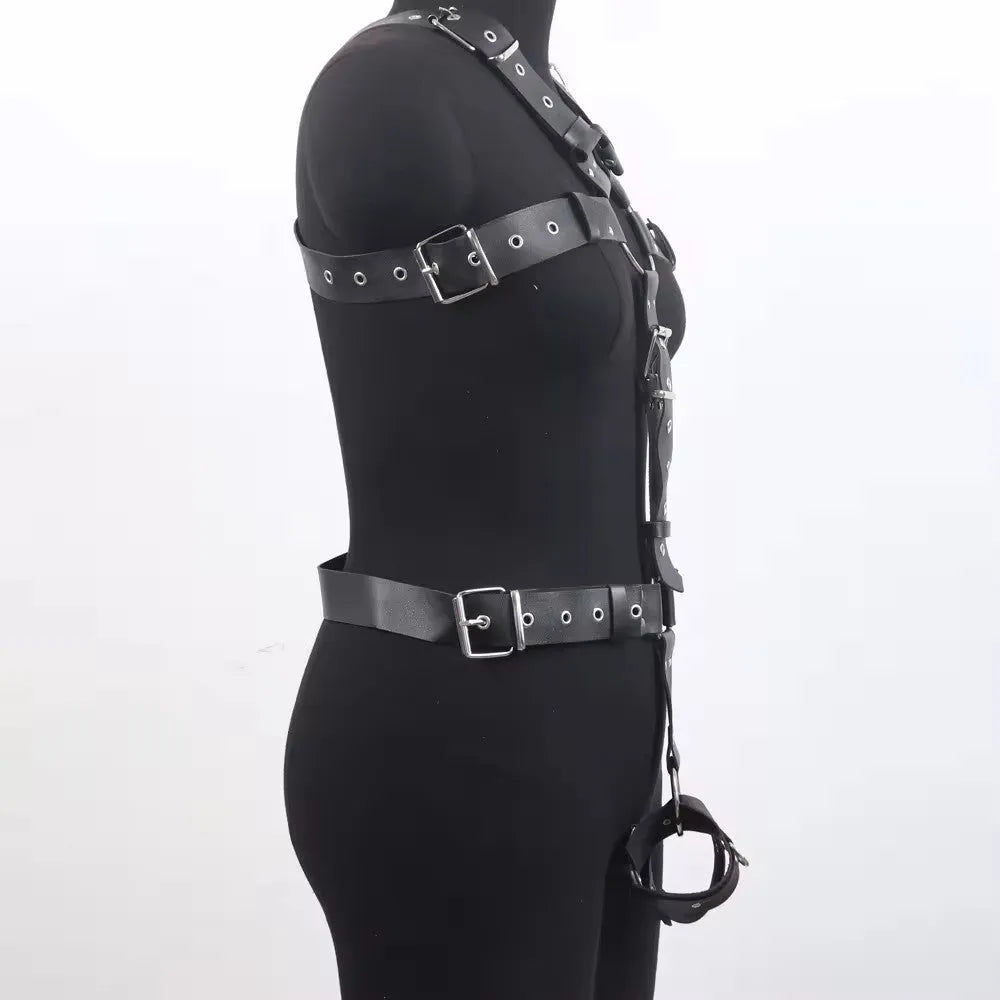 Black patent leather women's shapewear corset belt with thin buckle
