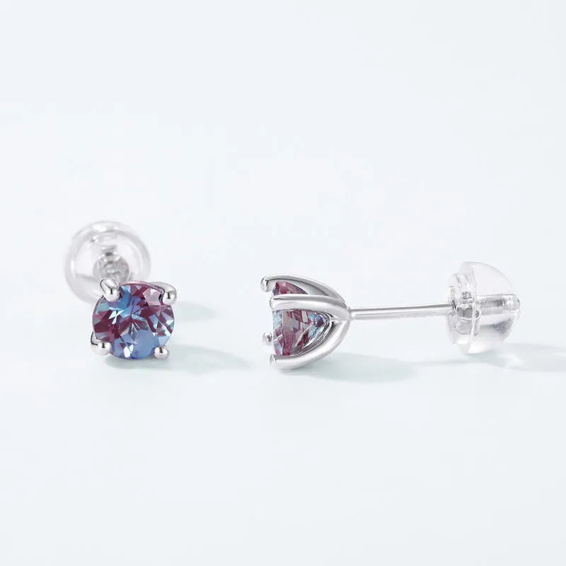 925 sterling silver Alexander stone ear studs with geometric design and round elements